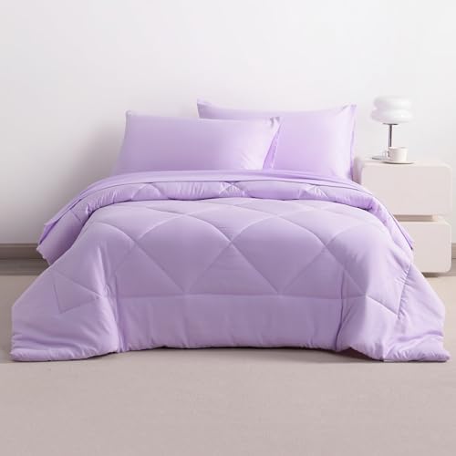 NTBAY Twin Microfiber Bed in a Bag, Comforter Set 5 Piece, Light Purple - Image 5