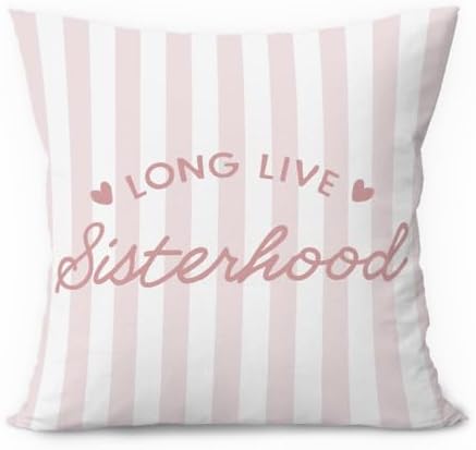 Pink Girl Nursery Decor Pillow Covers 18x18, Long Live Sisterhood Preppy Pink by ETVISOWallArt