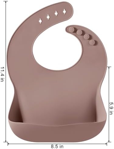 PandaEar Set of 3 Silicone Baby Bibs, Waterproof Soft Adjustable Bibs - Image 3