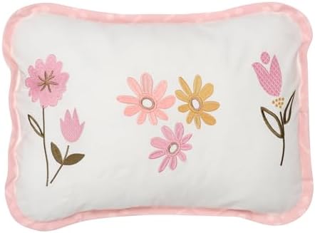 Lambs & Ivy Little Garden Luxury Embroidered Floral Decorative Throw Pillow by LambsIvy