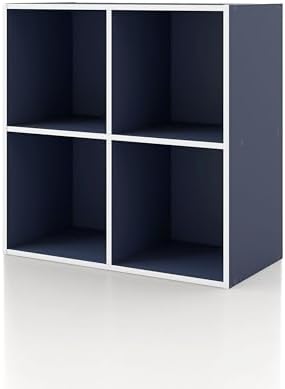 Homes: Inside + Out Apexa 4-Cube Storage Organizer Shelves, Stackable Wood by HOMESInsideOut