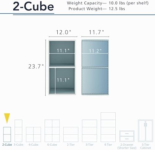 Homes: Inside + Out Apexa 2-Cube Storage Organizer Shelves, Stackable Wood - Image 3