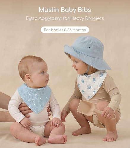 8 Pack Muslin Baby Bandana Bibs - Image 3