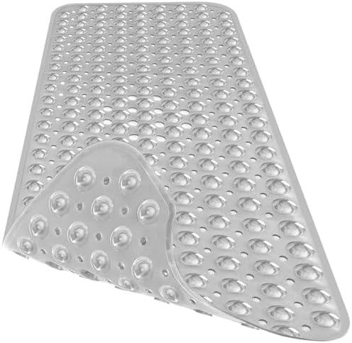 Extra Long Bathtub Mat Non Slip Bath Mat Clear Gray 40"x16" Full - Image 3
