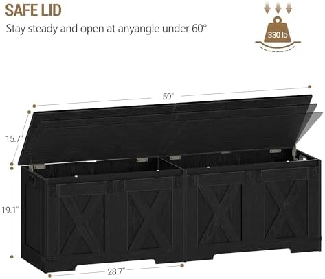 Hzuaneri 59" Rustic Storage Chest and Bench | 70 Gal | 330lb Seat - Image 3