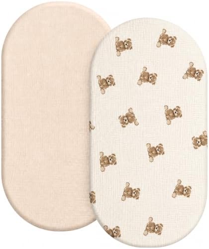 Organic Baby Bassinet Sheets 2 Pack 33”x17” 100% Muslin Cotton by Knirose