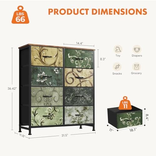 Sweetcrispy 8 Drawer Fabric Dresser, Tall Storage Tower - Image 3