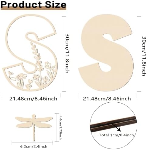 Layered 12 Inch Large Wooden Letters S - Image 2