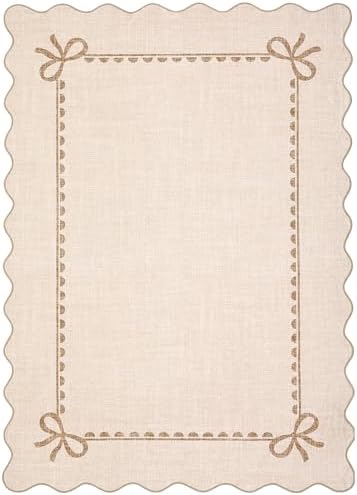 GarveeHome Scalloped Bow Rug 8x10 Washable Beige Rug - Image 5