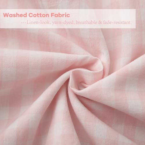 2 Pack Blush Gingham Lumbar Throw Pillow Shams 12''x20'' - Image 6