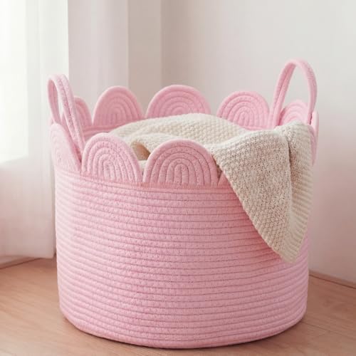 LemonRoad Round Woven Basket Pink by Unknown