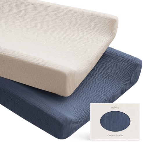 Konssy 100% Cotton Muslin Changing Pad Cover 2 Pack by Konssy