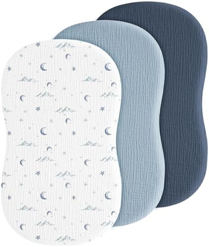 3 Pack Baby Muslin Bassinet Sheets by Coreeky