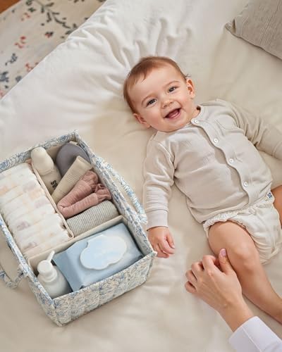 Blissful Diary Floral Diaper Caddy Organizer, Storage Basket - Image 6