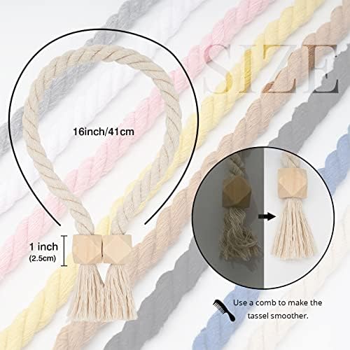 NICEEC 2 Pack Wooden Polyhedron Magnetic Curtain Tiebacks Boho Home Decor Drape - Image 4