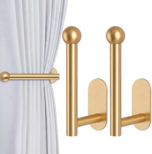 2 Pack Curtain Holdbacks, Adhesive Curtain Tiebacks, Wall Mounted Curtain Hooks by DRHange