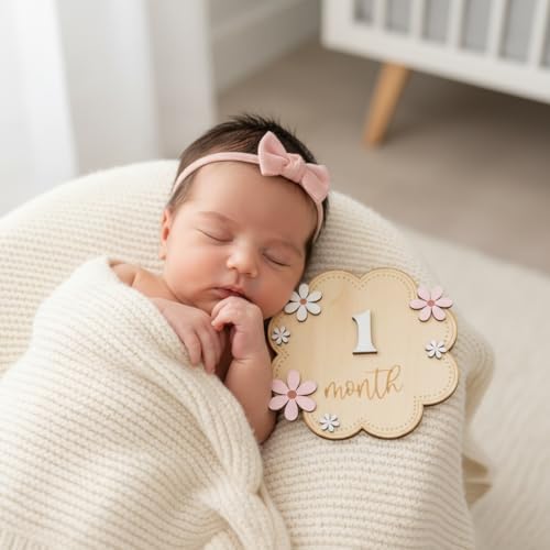 Baby Girl Monthly Milestone Signs, 1-12 Monthly Baby Milestone Girl, Newborn - Image 2