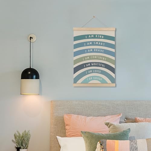 HRQKO Blue I Am Kind Smart Inspirational Poster Hanger Frame, Boho Rainbow Wall - Image 6