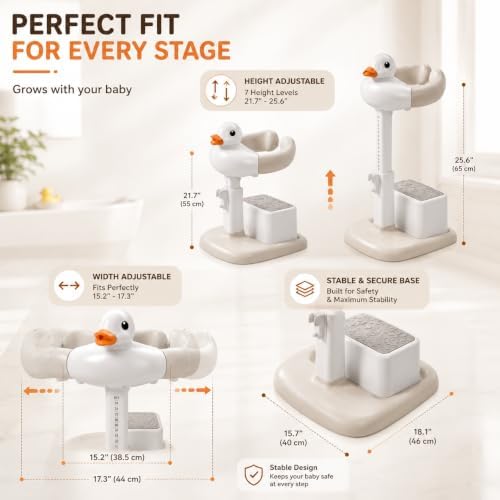 Baby Shower Stand with Built-in Seat, Anti-Slip Bath Stand - Image 6