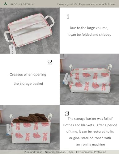 Rectangular Pink Ballerina Storage Bin, Closet Organizer Basket - Image 5