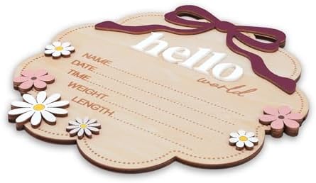 Hello World Wooden Baby Birth Announcement Sign - Image 5