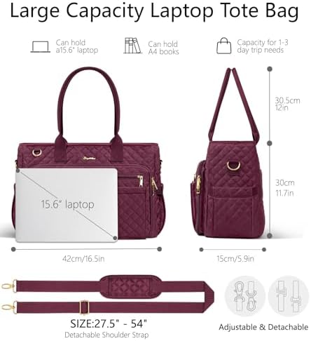Bagstellar Teacher Tote Bag for Women, 15.6" Laptop Work Tote Computer Bag - Image 4