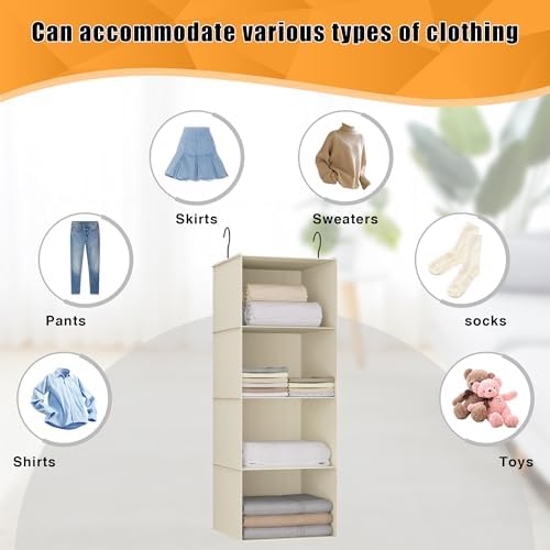 Hanging Closet Organizer 4-Shelf, Oxford Fabric Wardrobe Storage - Image 7