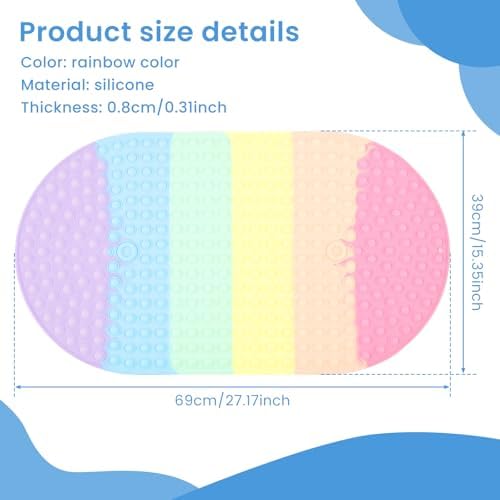 Baby & Toddler Bath Mat for Tub, Oval Shape Colorful Silicone Bathtub Mat - Image 2