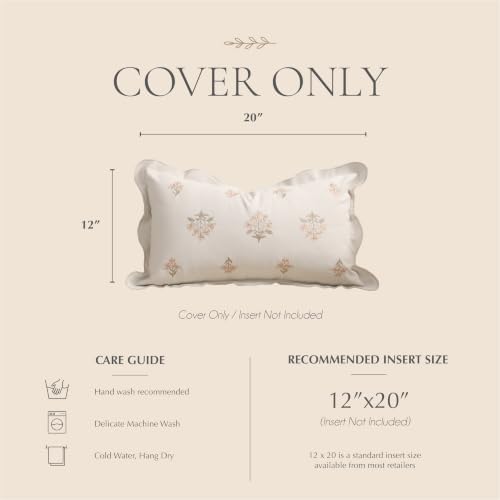 BlissBlush Lumbar Pillow Cover 12x20, Cream White Velvet Decorative Lumbar - Image 6