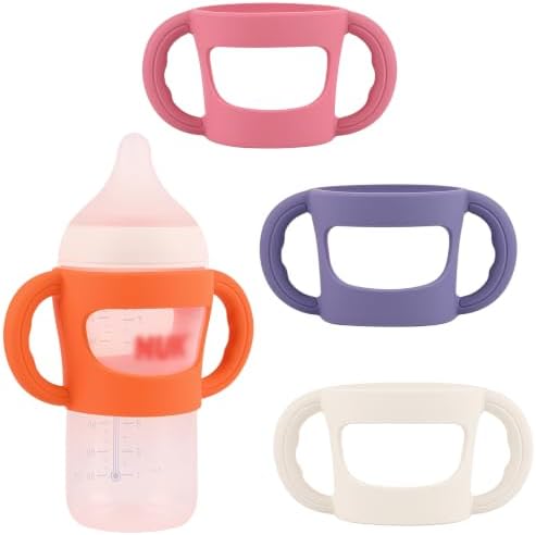 4 Pack Baby Bottle Handles, Silicone Sleeves by Wrbin