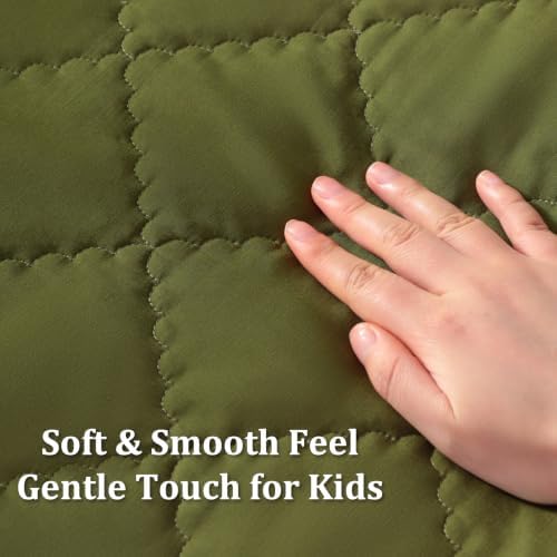BEDSUM 4pc Toddler Cooling Bedding Set, Rayon Made from Bamboo, Olive Green - Image 3
