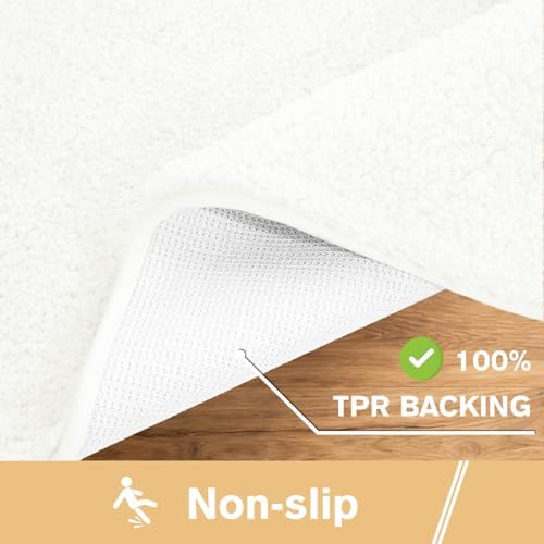 Polyester Bathroom Runner Rug 24"x72" Cream, Soft Shaggy Bath Mat - Image 5