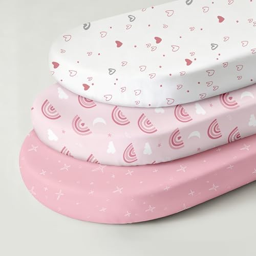 Baby Bassinet Sheets Girl Boy, 3 Pack Fitted Bassinet Sheet - Image 6