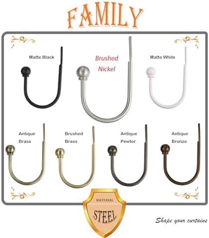 ARNORX Curtain Holdbacks Hooks Solid Steel Hooks Decorative French Ball End - Image 5