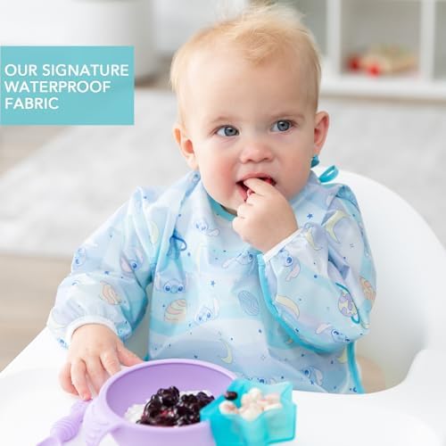 Bumkins Disney Stitch Sleeved Baby Bib – Long Sleeve Waterproof Fabric Feeding - Image 3