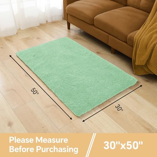 Polyester Bathroom Rug 30"x50" Light Green, Large Soft Bath Mat - Image 2