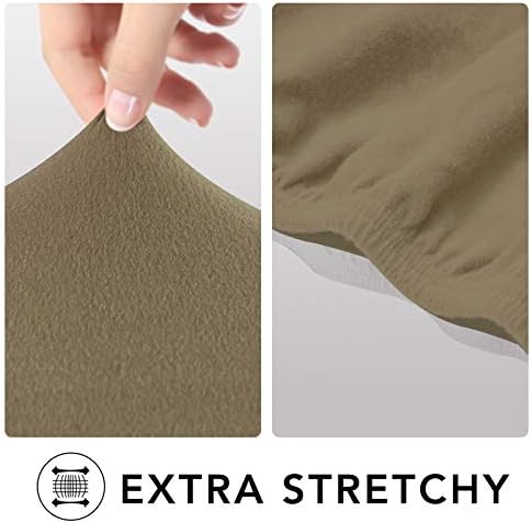 PureFit Stretch Oversized Couch Covers Fleece Sofa Slipcovers Tan - Image 4