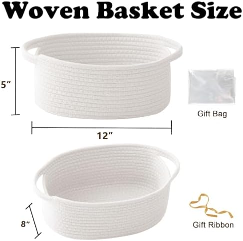 White Woven Rope Basket, Baby Gift Basket - Image 2