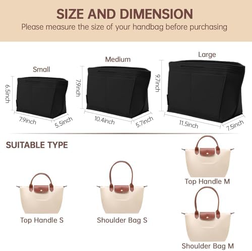 OPPOSHE Purse Organizer Insert for Longchamp Le Pliage, Premium Felt Long Champ - Image 2