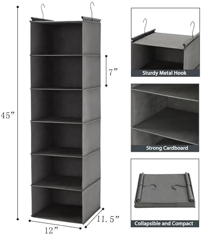 MAX Houser 6 Tier Shelf Hanging Closet Organizer, 2 Pack - Image 3