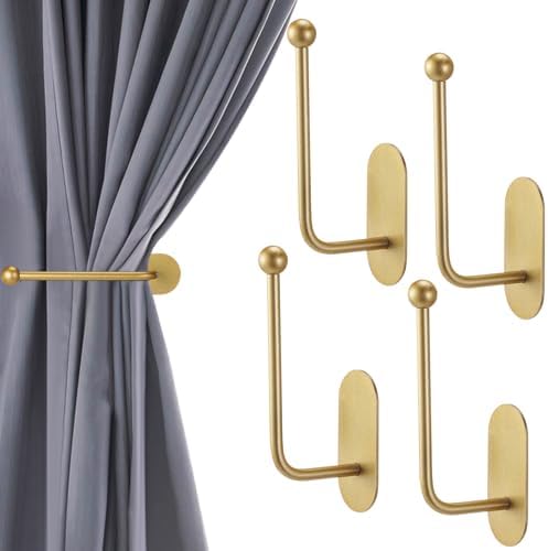 CroBlissful 4 Pcs Adhesive Curtain Holdbacks No Drill Window Hook by CroBlissful