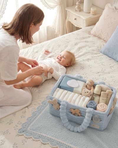 Blissful Diary Flannel Diaper Caddy Organizer & Gift Packaging, Light Blue - Image 7