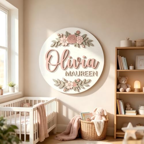 Personalized Floral Wooden Name Sign - Image 3