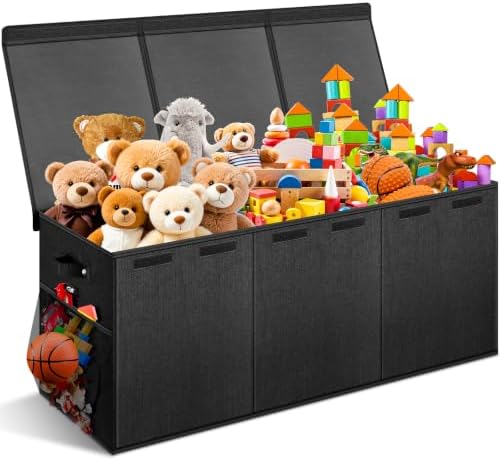 Extra Large Toy Box with Lids, Collapsible Storage Bin by Rocamdo