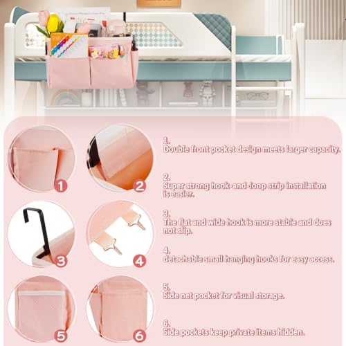 Bedside Caddy Organizer 5 Pockets and 4 Hooks - Image 6