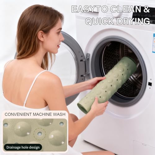 Anti-Slip Bathtub Shower Mat 40×16 Inch Opaque Khaki - Image 6