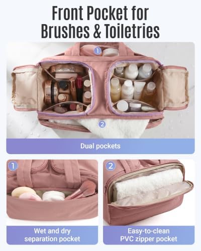 LIGHT FLIGHT Travel Toiletry Bag, Quilted Travel Makeup Cosmetic Bag Organizer - Image 2