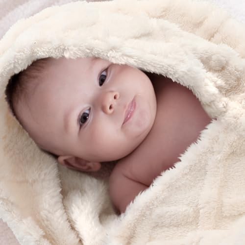 VitalCozy 4 Pcs Fleece Baby Blankets 3D Plush Soft Newborn, Light Color - Image 5