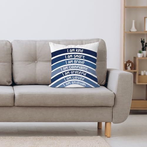 QIYUHOY Navy Boho Rainbow Classroom Throw Pillow Covers, 18x18 Inch - Image 4