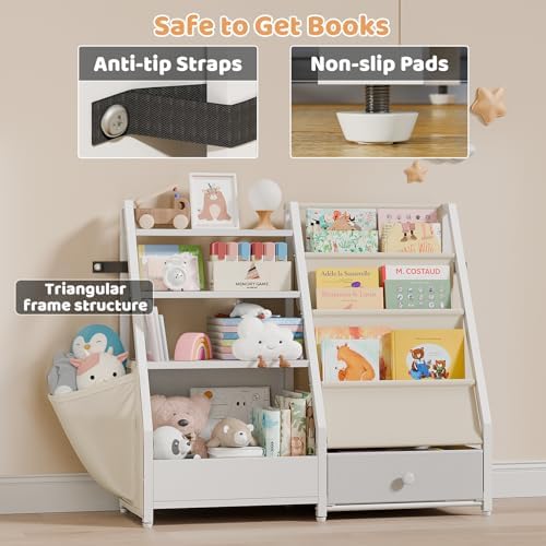 Kids Bookshelf and Toy Storage, Toddler Bookshelf Baby Bookcase - Image 5